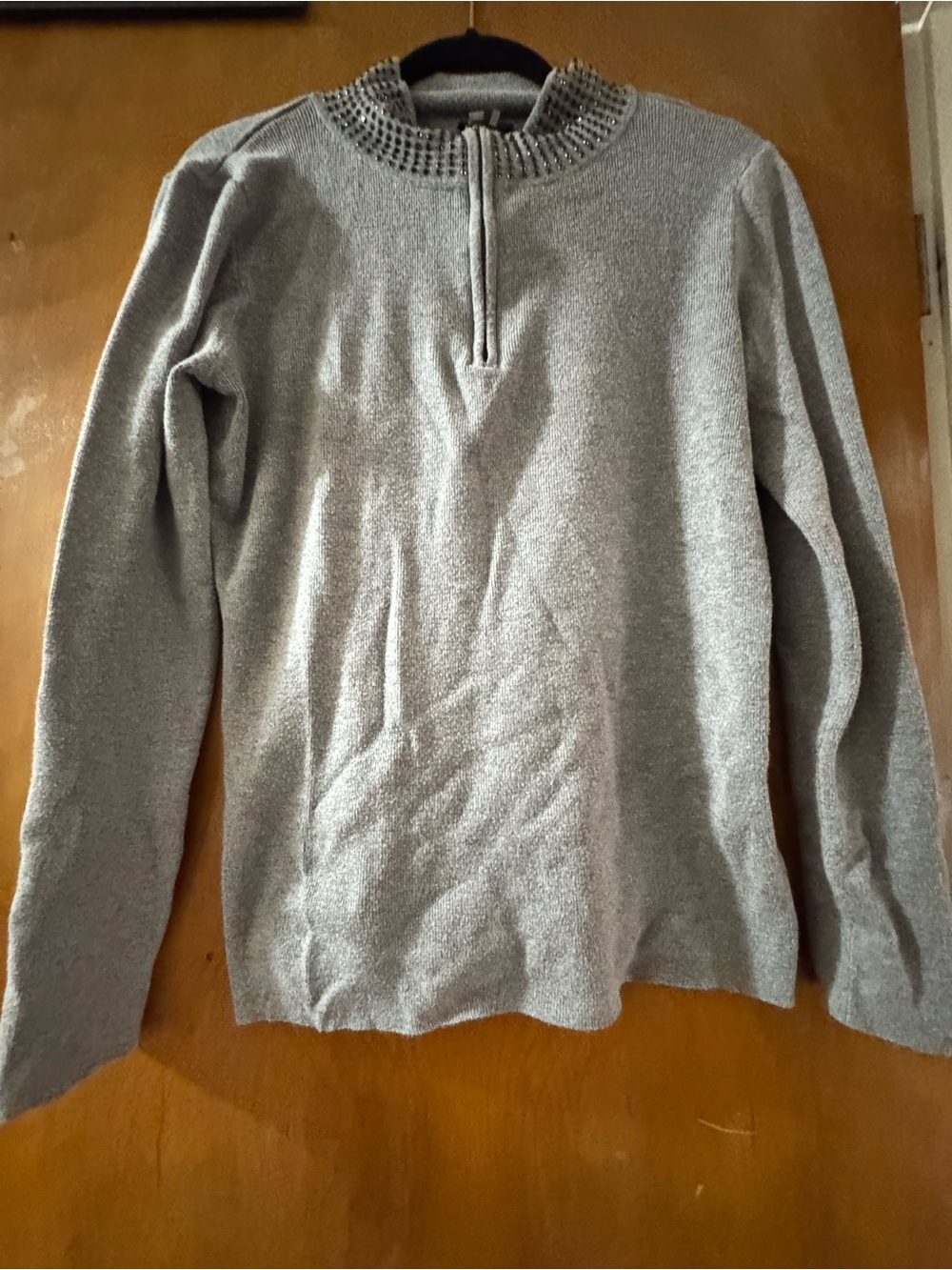 Milano Men’s Light Grey Zip-Neck Knit Sweater